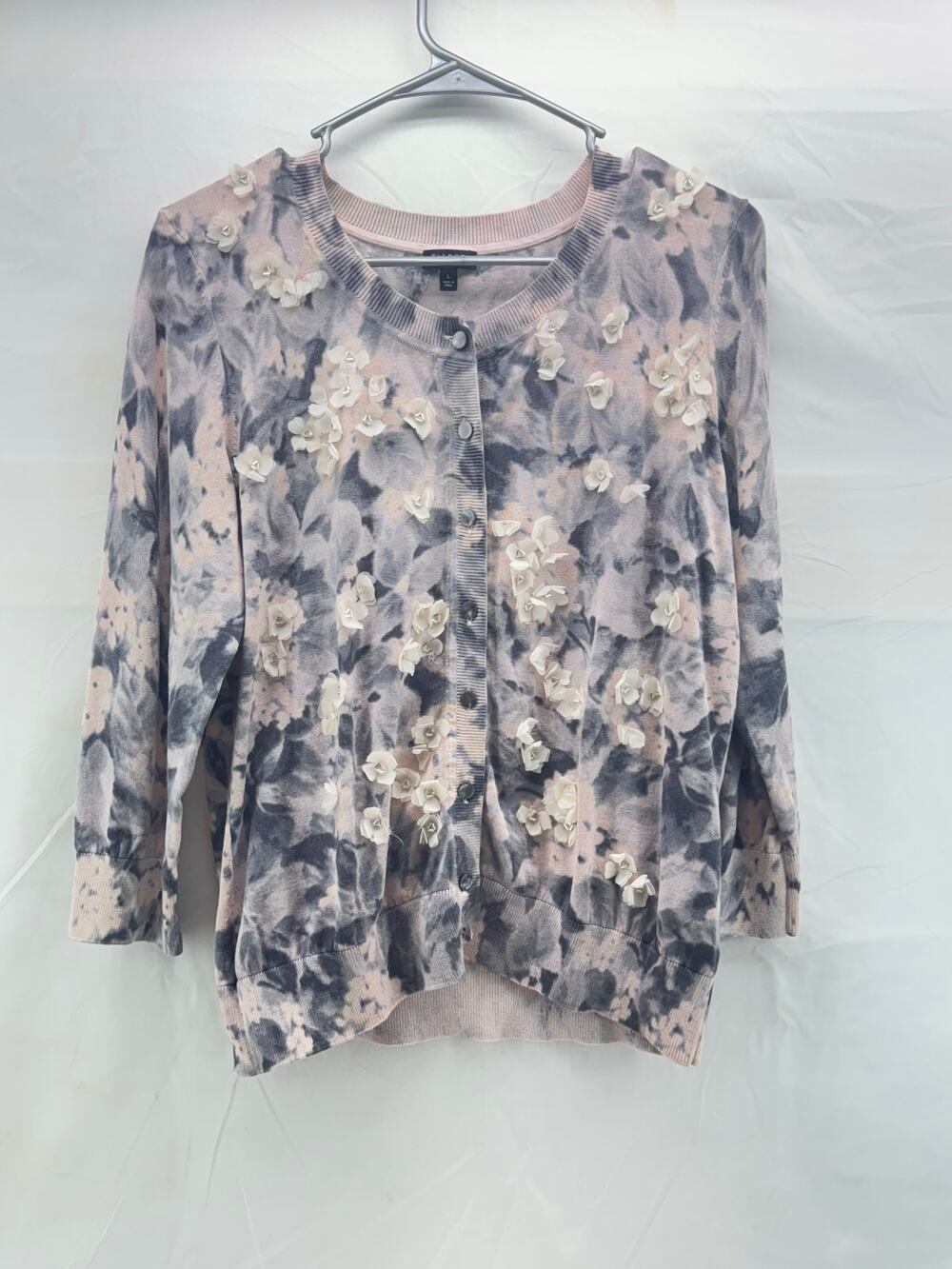 Talbots L women’s floral button up cardigan sweater